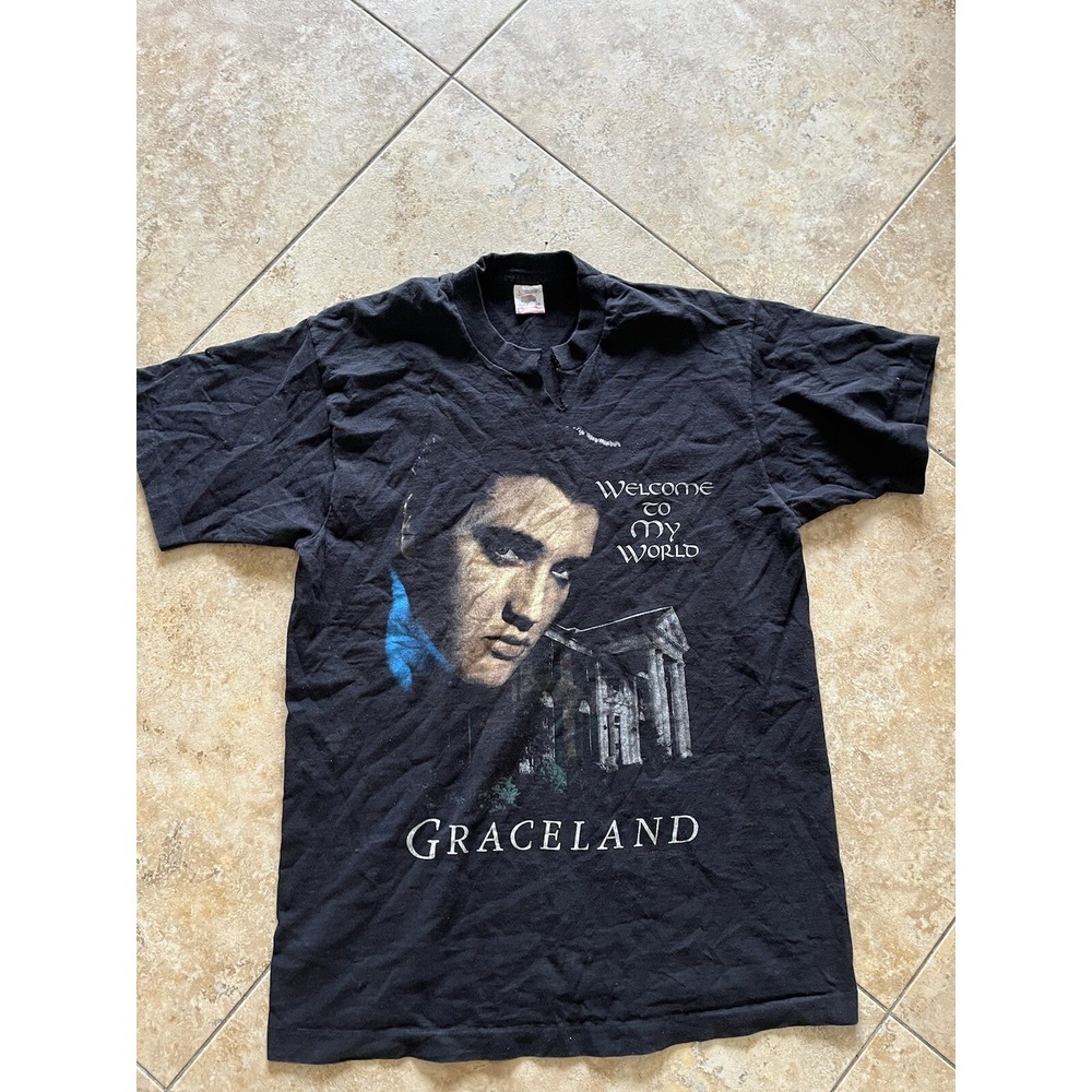 Vintage Elvis Presley 1995 Graceland Welcome to my World Graphic T Shirt Large